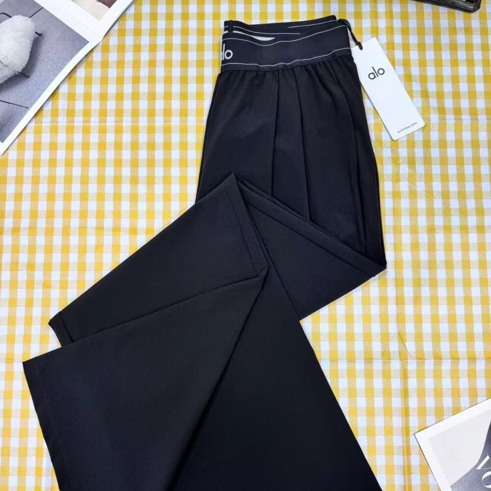 Black Alo Yoga Women's Casual Wide-Leg Pants 🔅🧘Trouser (Regular) - Picture 5 of 9